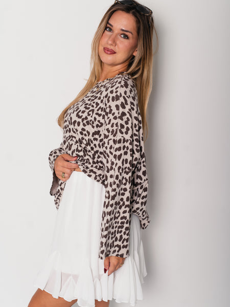 Leo Oversize Sweatshirt - Beige/Braun
