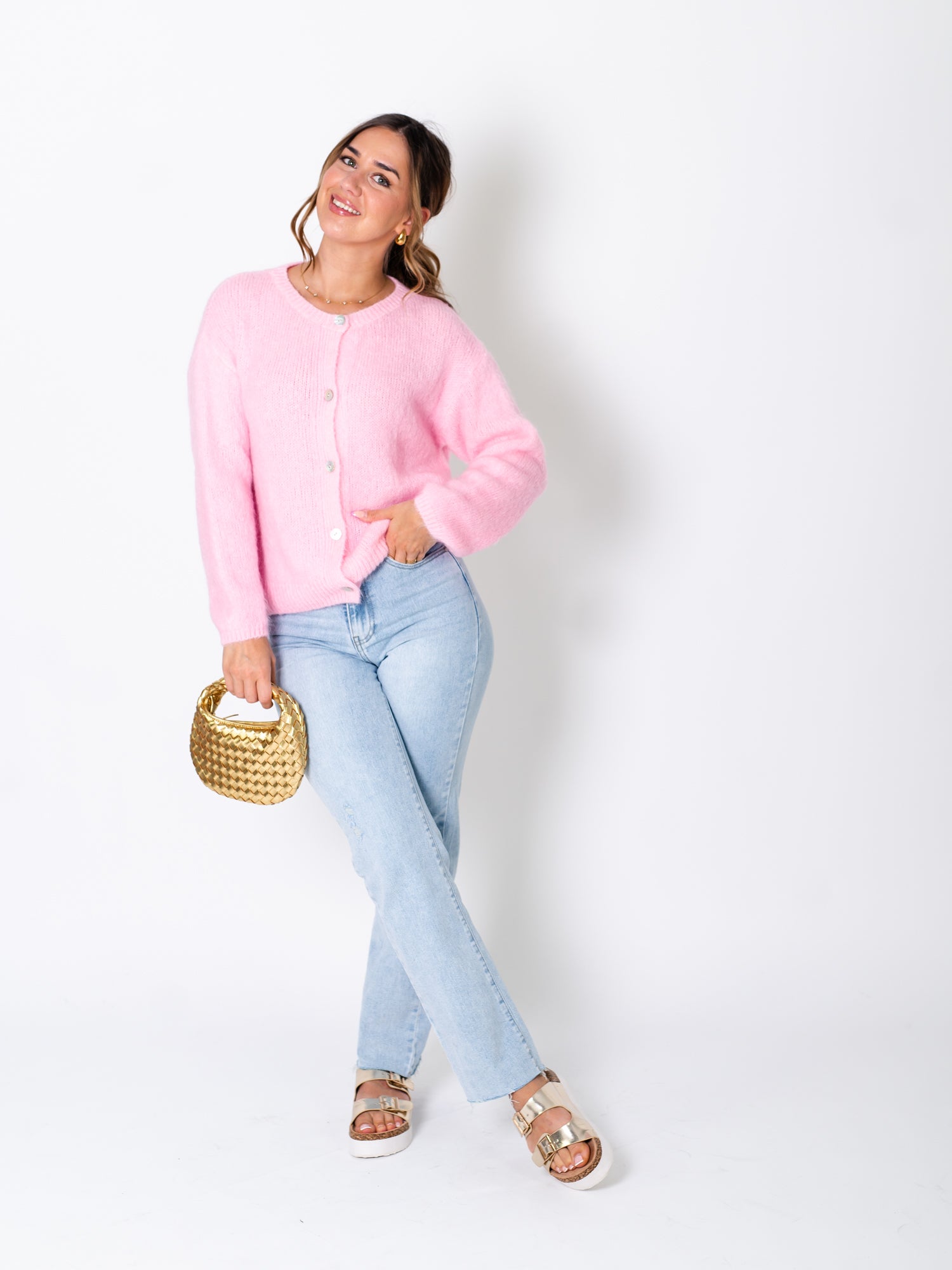 Louisa Soft Strickjacke - Rosa