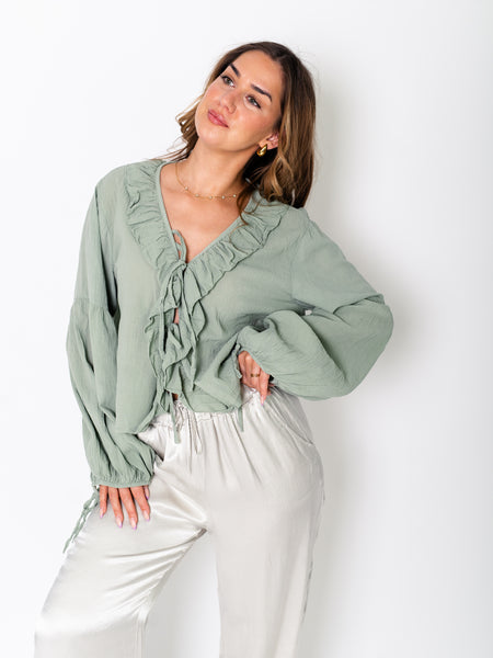 Selene Binde Bluse - Khaki