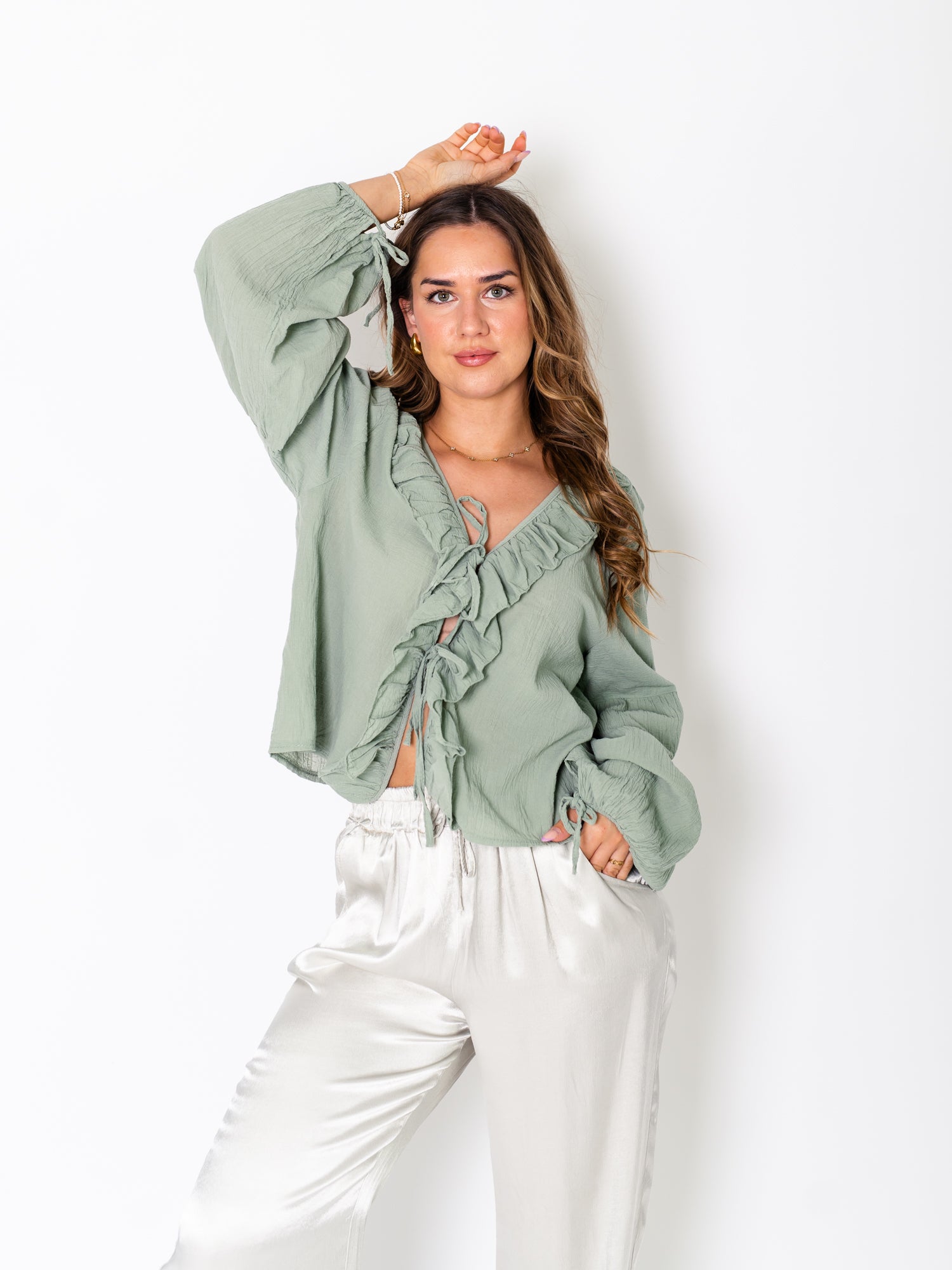 Selene Binde Bluse - Khaki