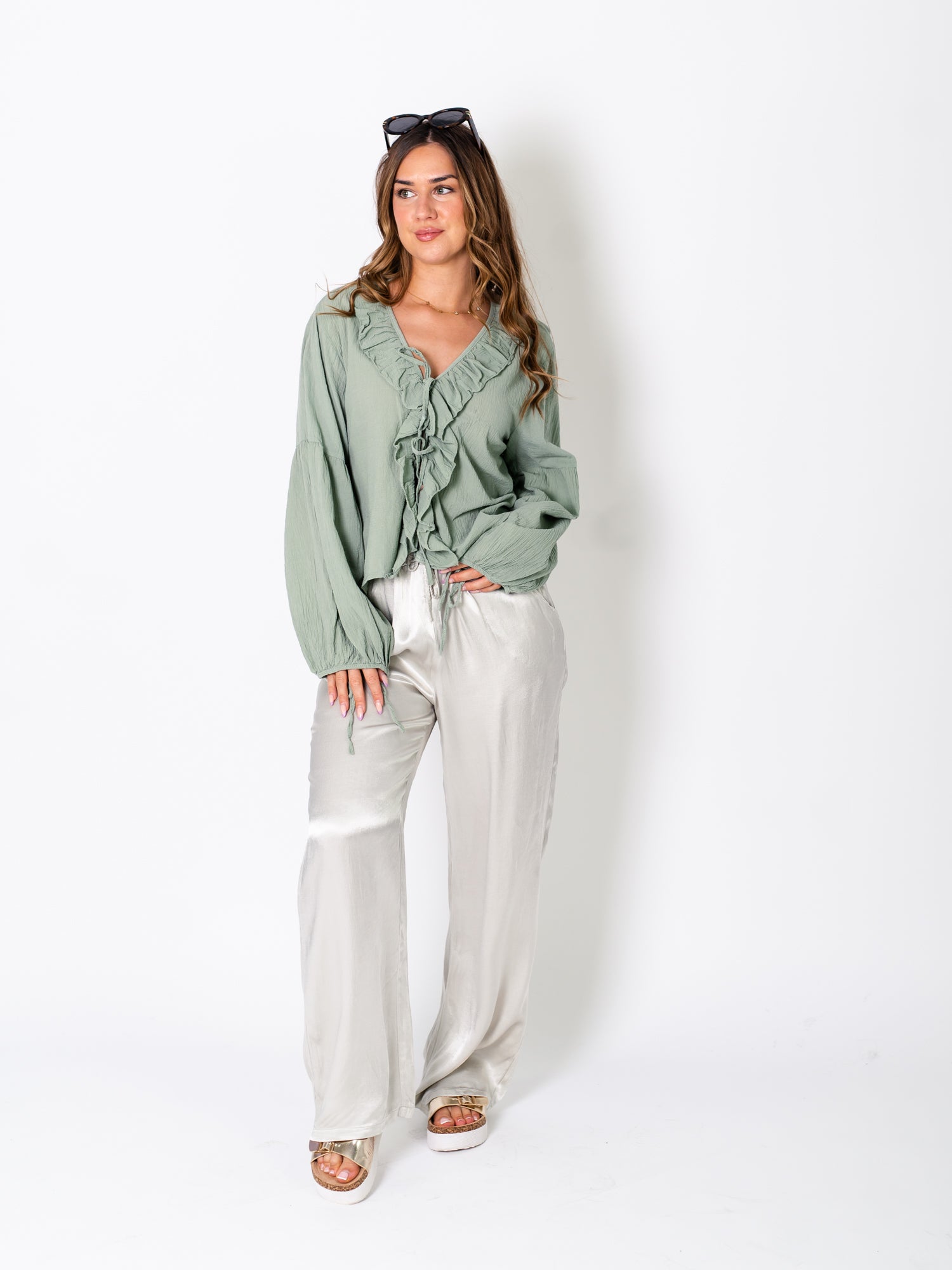 Selene Binde Bluse - Khaki