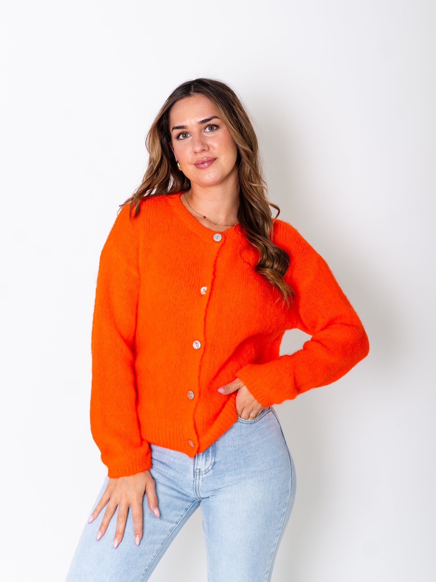 Louisa Soft Strickjacke - Orange