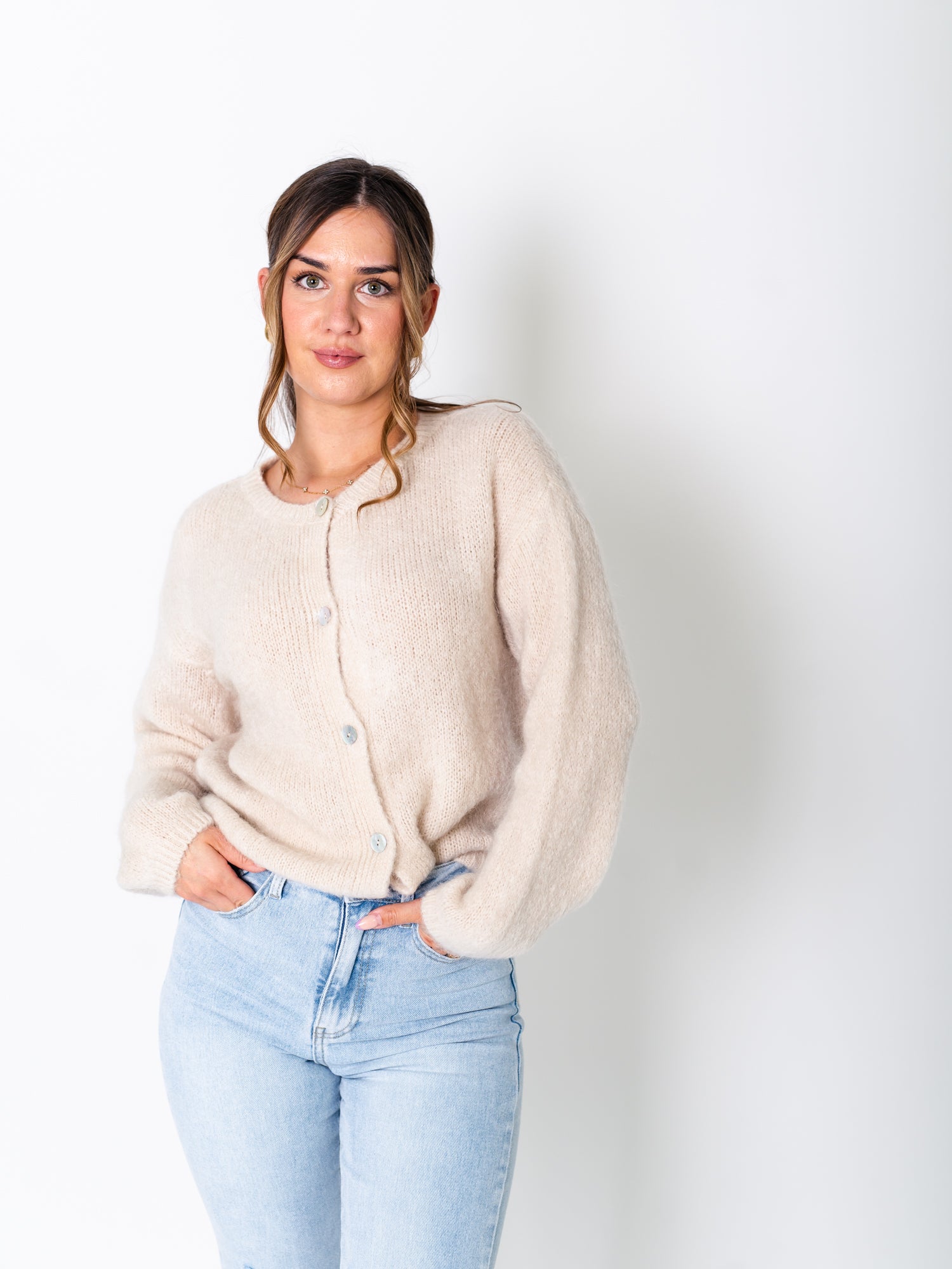 Louisa Soft Strickjacke - Beige