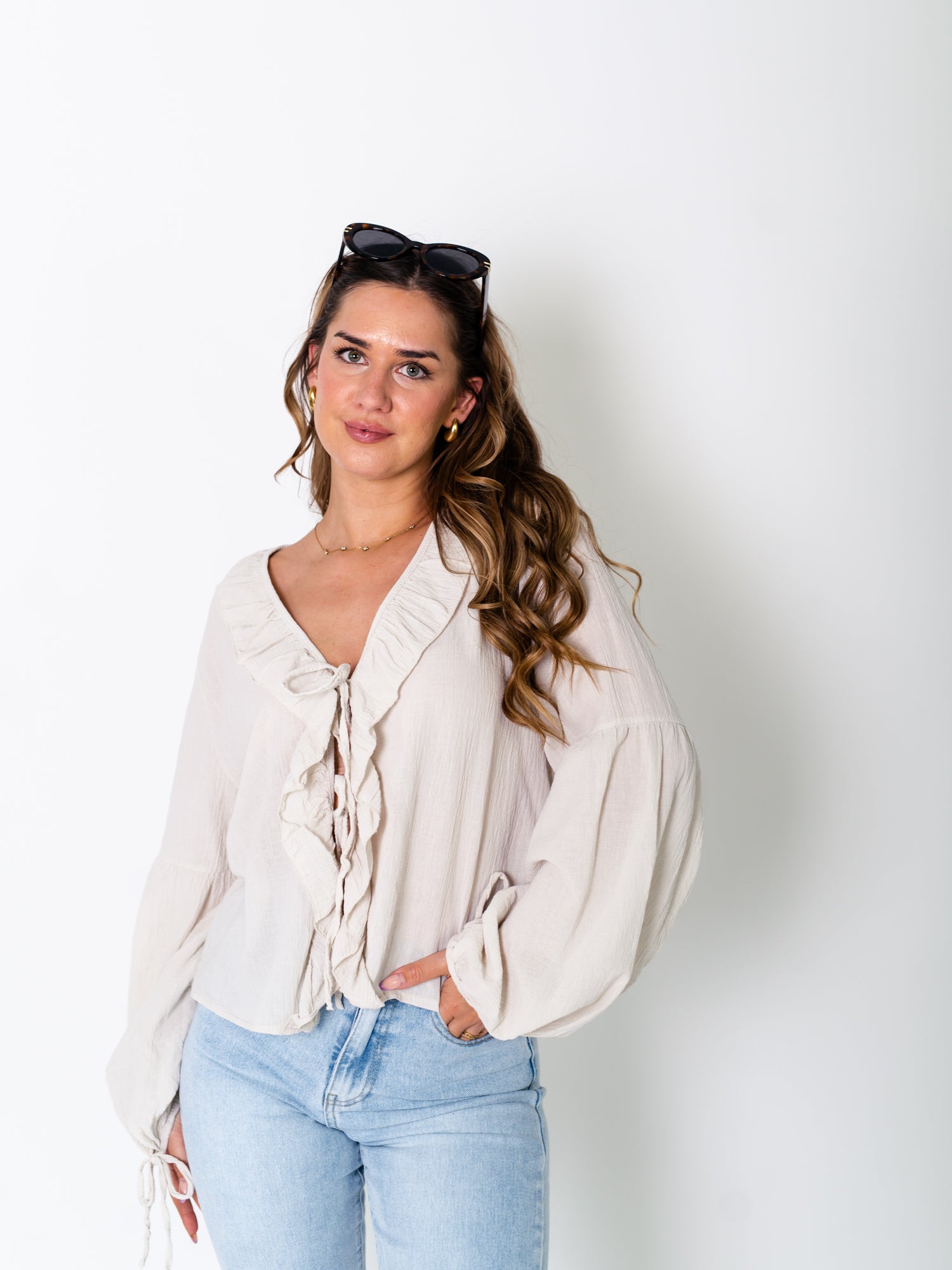 Selene Binde Bluse - Beige