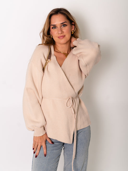 Mia Wickel Strickjacke - Creme