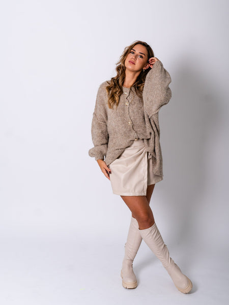 Andra Leder Shorts - Beige