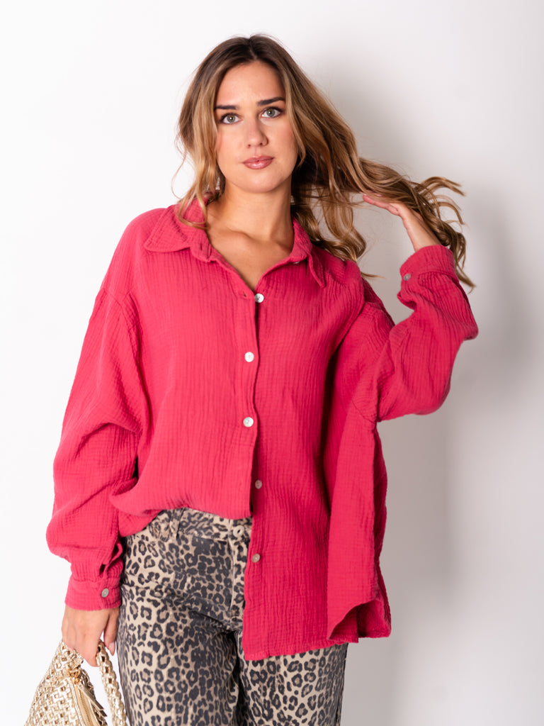 Midi Waffle Bluse - Cherry