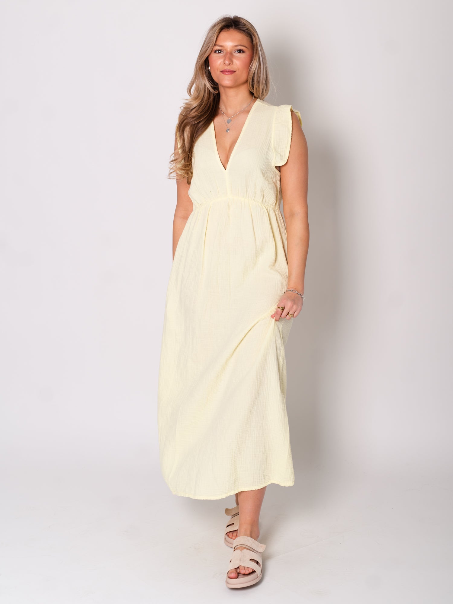 Leonora Musselin Kleid - Gelb