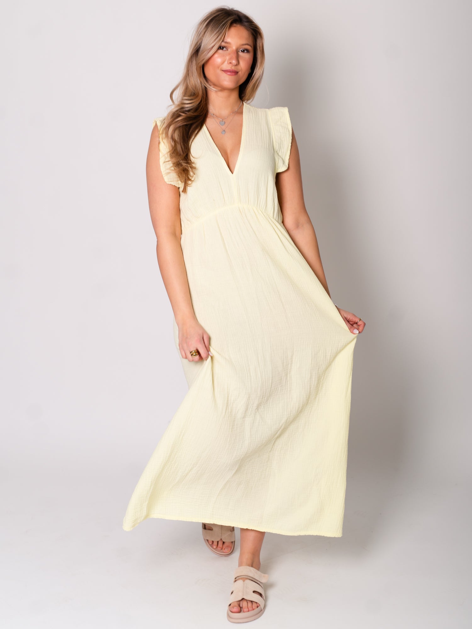 Leonora Musselin Kleid - Gelb