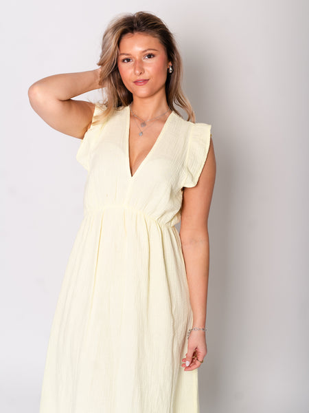 Leonora Musselin Kleid - Gelb