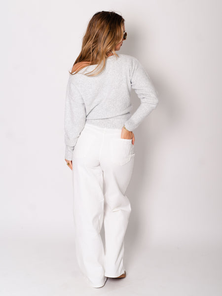 Studs Wide Leg Jeans - Weiß