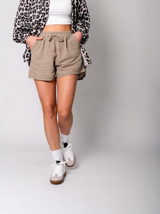Sandara Musselin Shorts - Taupe