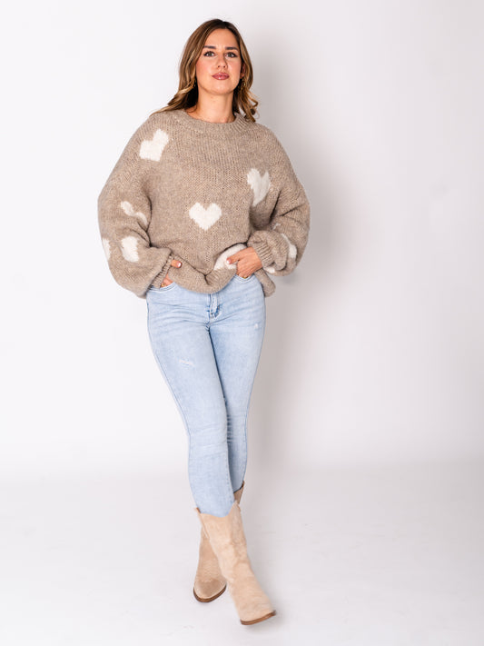 Follow your heart Pullover - Taupe