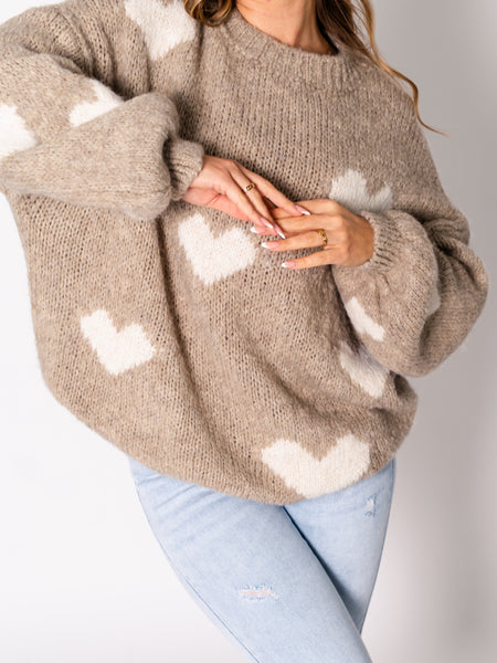 Follow your heart Pullover - Taupe