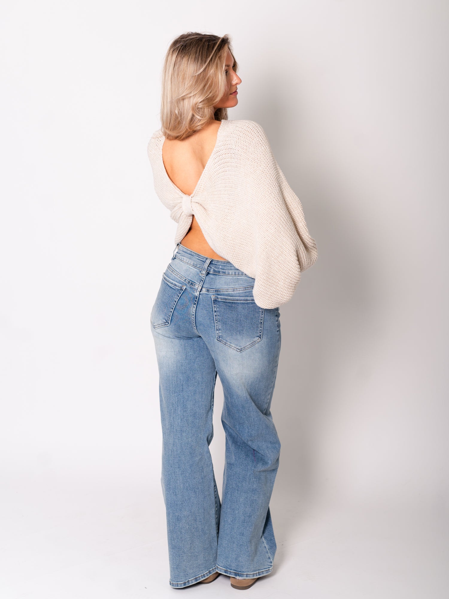 Schleifen Strick Pullover - Beige