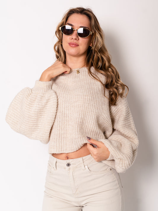 Liva Crop Pullover - Beige
