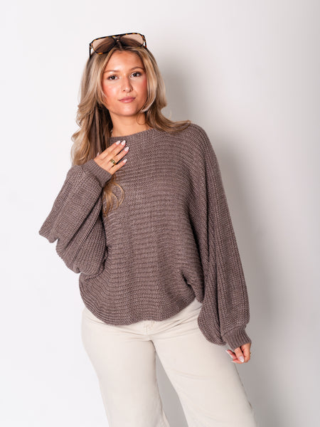 Schleifen Strick Pullover - Coffee