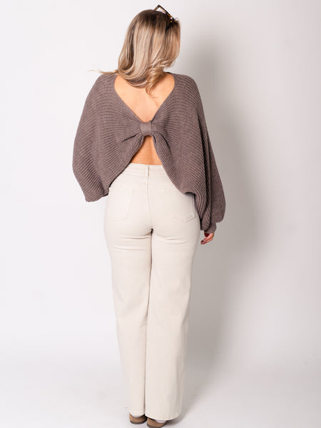 Schleifen Strick Pullover - Coffee