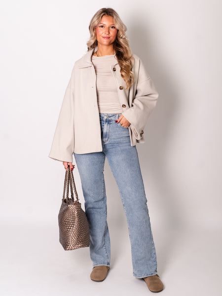 Nadia Wideleg Jeans - Graublau