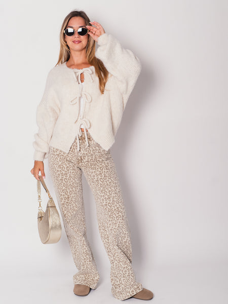 Helena Schleifen Strickjacke - Creme