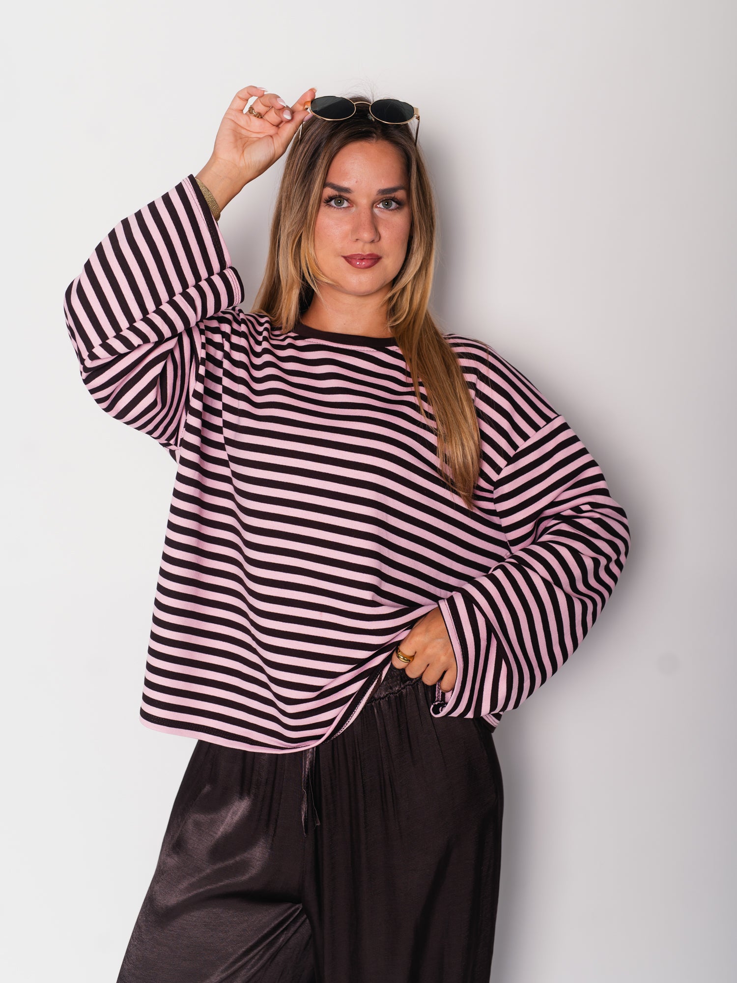 Stripes Sweatshirt - Rosa/Espresso