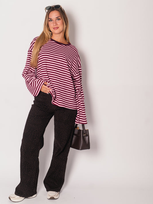 Stripes Sweatshirt - Burgundy/ Rosa