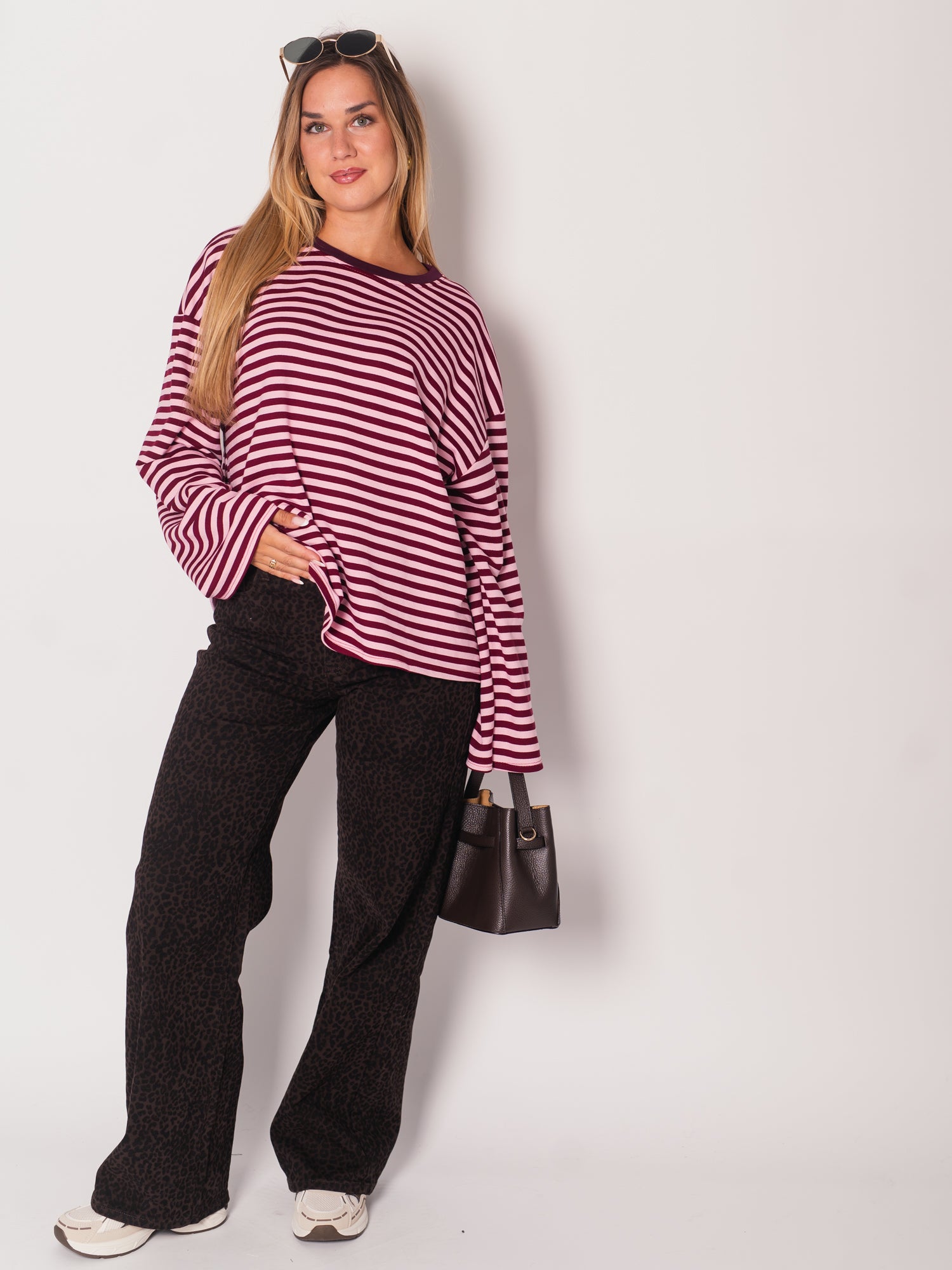Stripes Sweatshirt - Burgundy/ Rosa