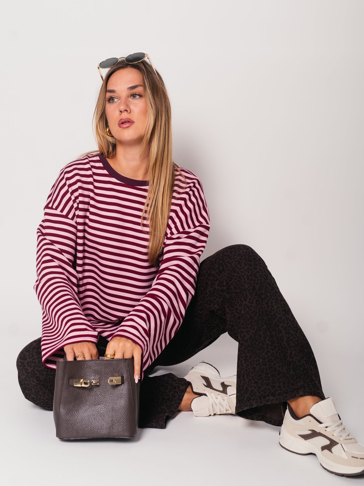 Stripes Sweatshirt - Burgundy/ Rosa