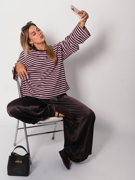 Stripes Sweatshirt - Rosa/Espresso