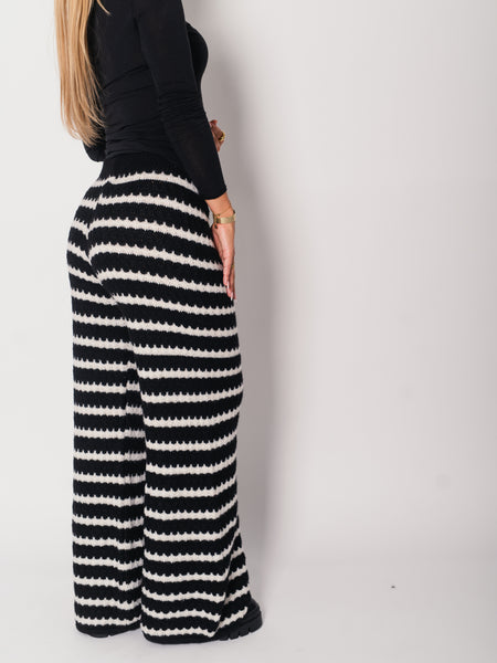 Kassia Strick Hose - Schwarz/Creme