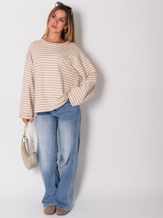 Stripes Sweatshirt - Creme/Beige