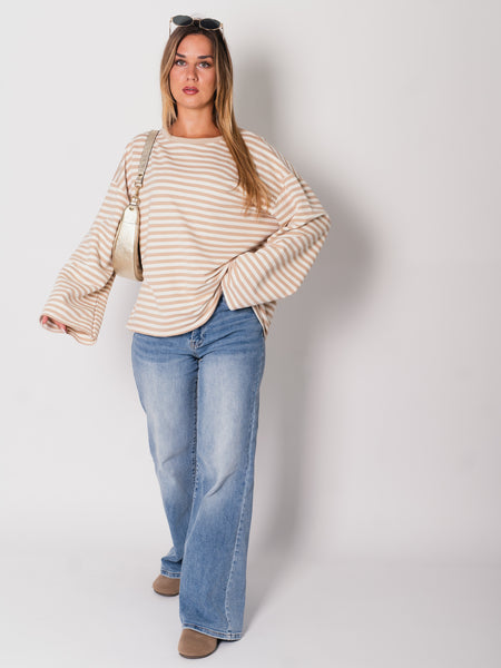 Stripes Sweatshirt - Creme/Beige