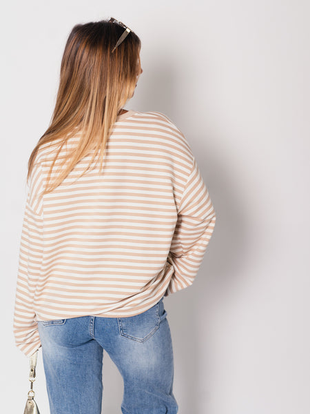 Stripes Sweatshirt - Creme/Beige