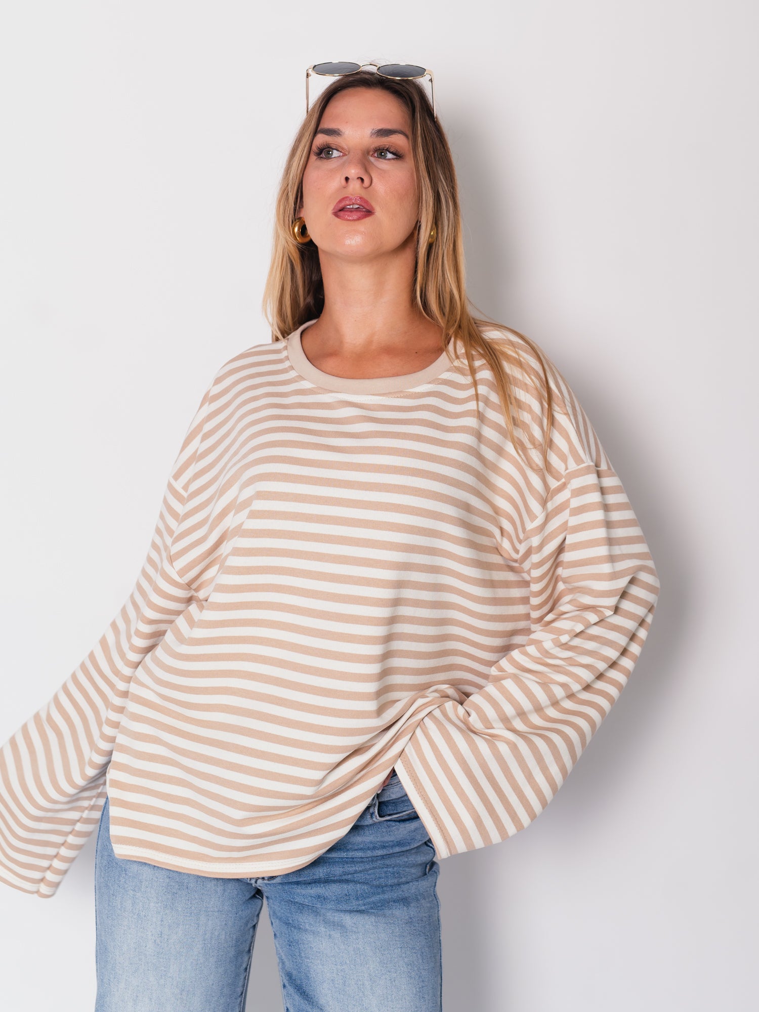 Stripes Sweatshirt - Creme/Beige