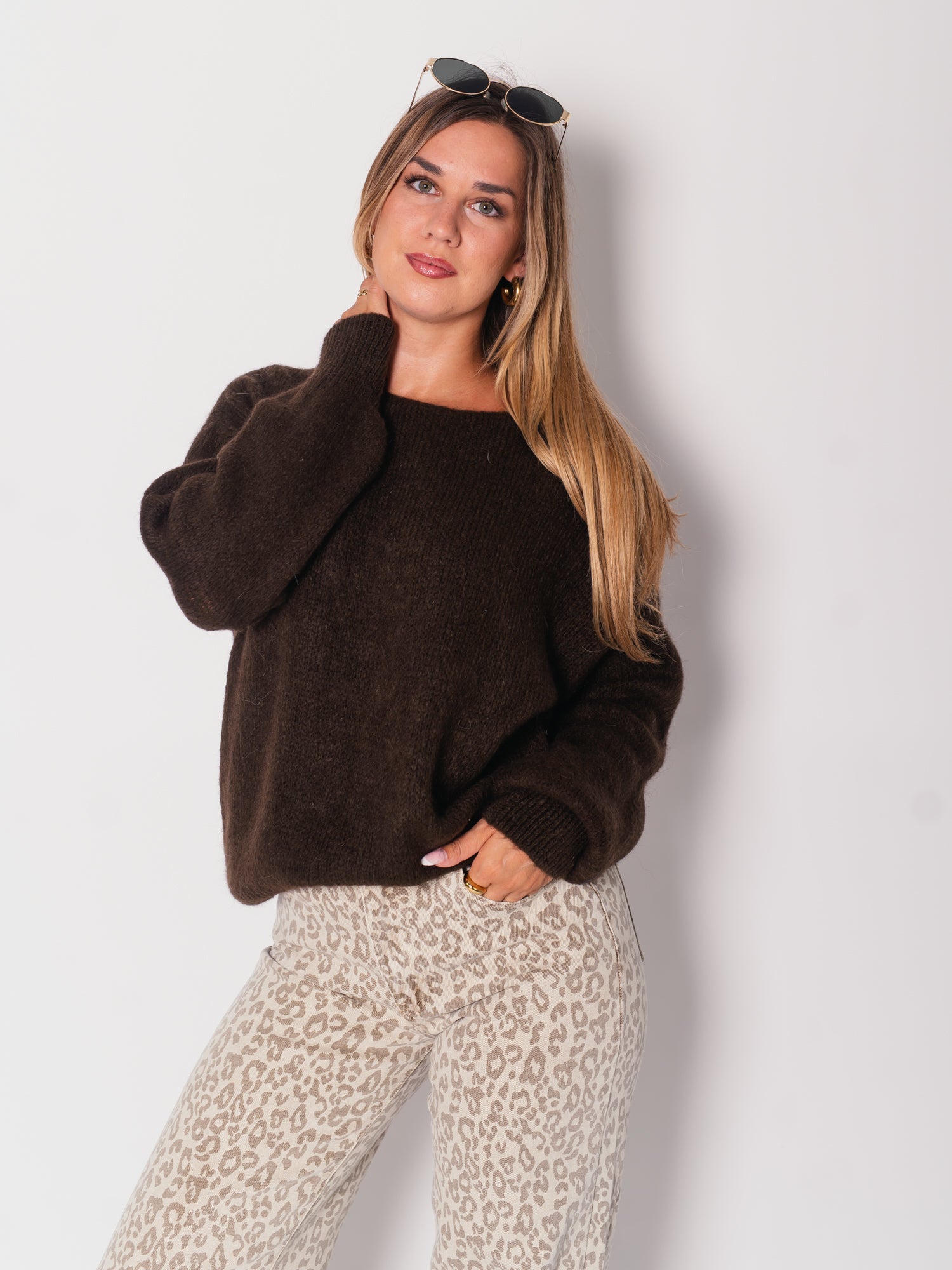 Leni Basic Strick Pullover - Braun