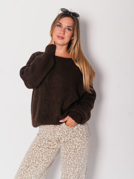 Leni Basic Strick Pullover - Braun