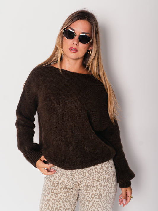 Leni Basic Strick Pullover - Braun