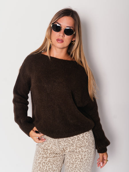 Leni Basic Strick Pullover - Braun