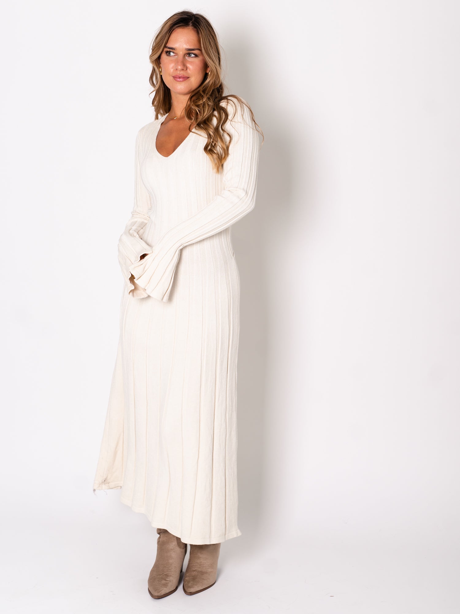 Charlotte Strick Kleid - Creme