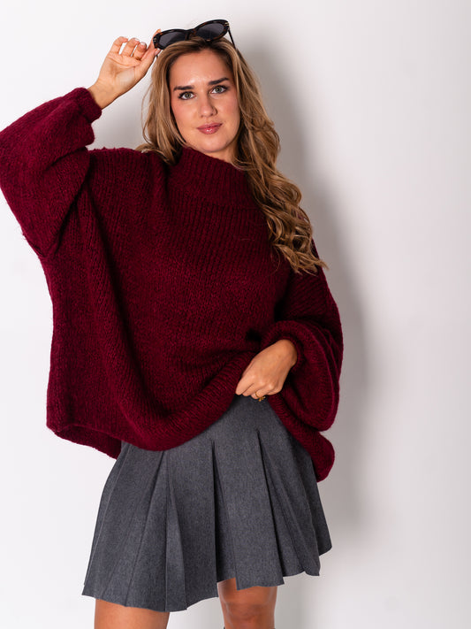 Meli Strick Pullover - Weinrot