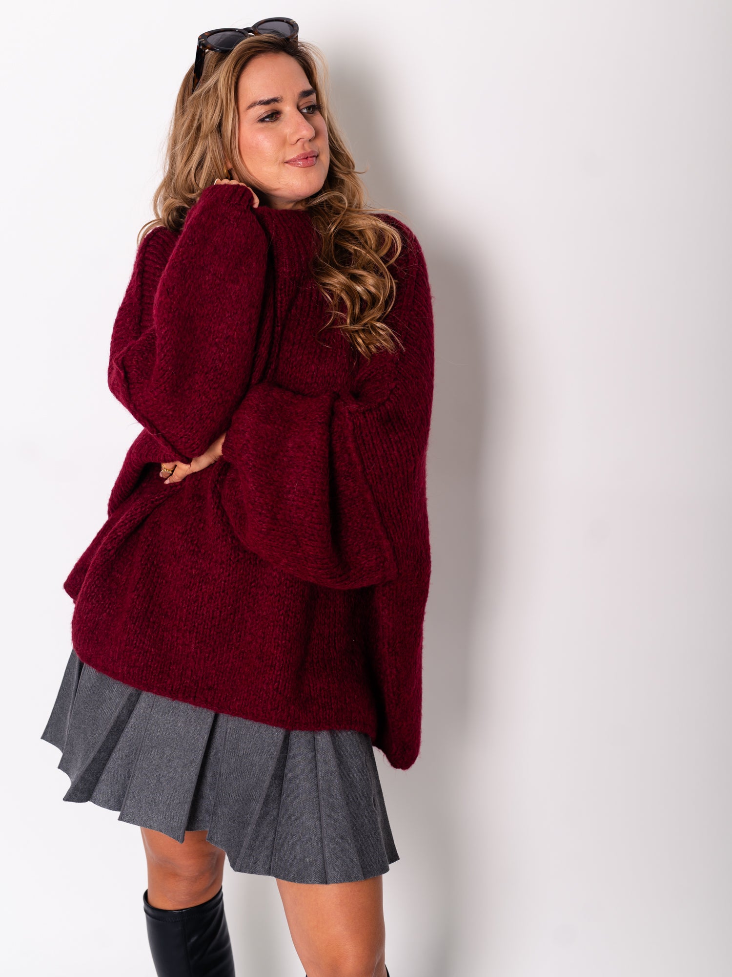 Meli Strick Pullover - Weinrot