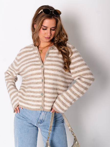 Adina Streifen Cardigan - Beige