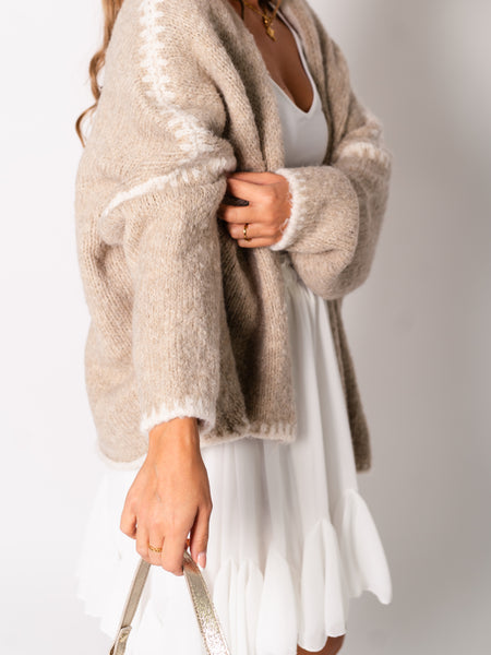 Two Ways Strickjacke - Taupe/Creme