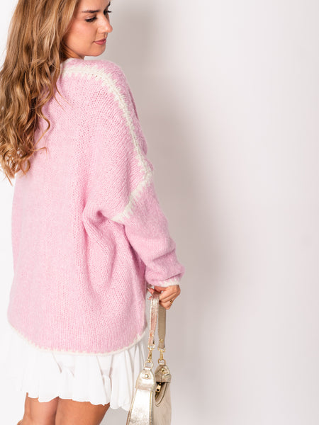 Two Ways Strickjacke - Rosa/Creme