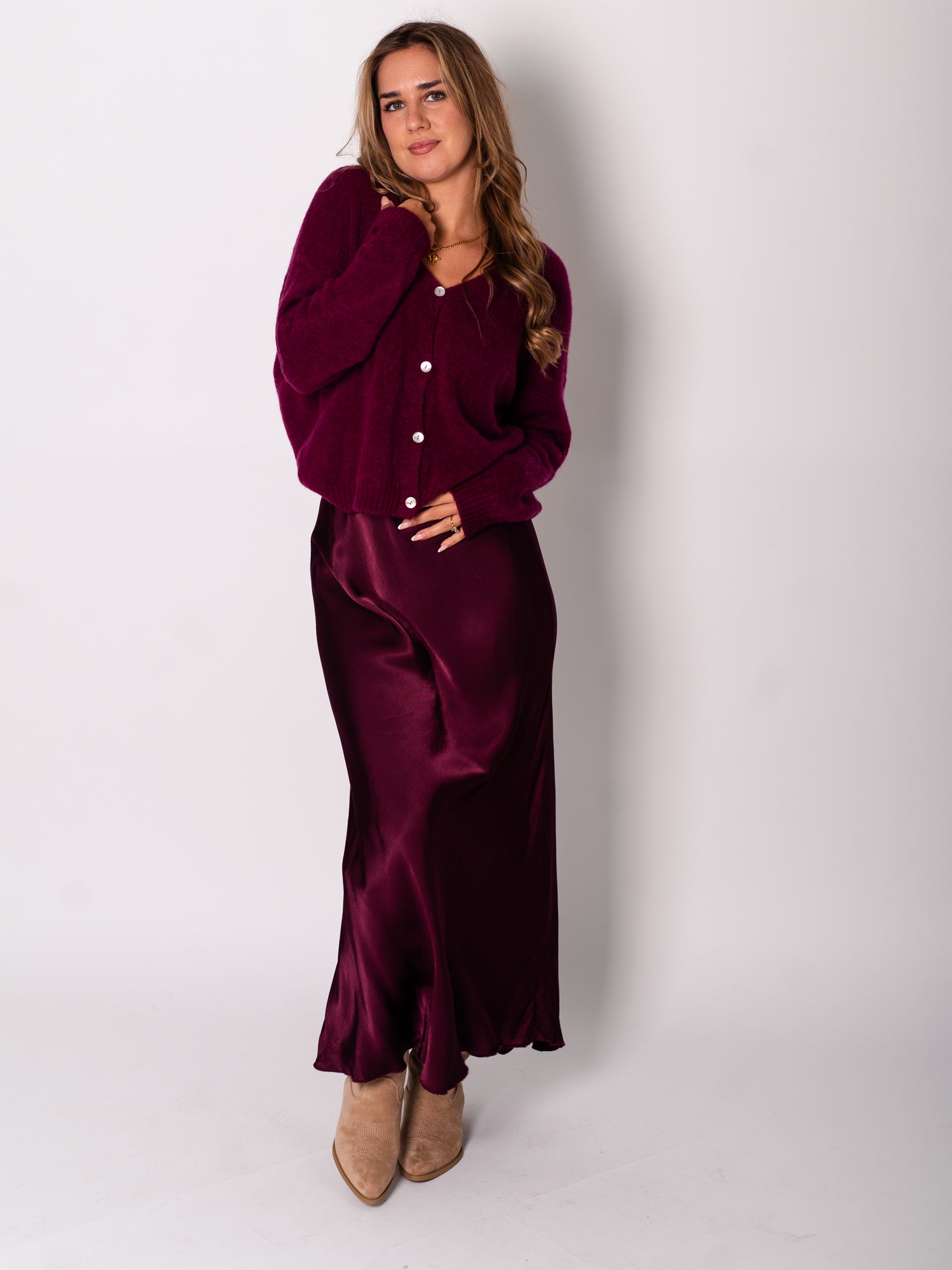 Jill Soft Strickjacke - Dark Berry