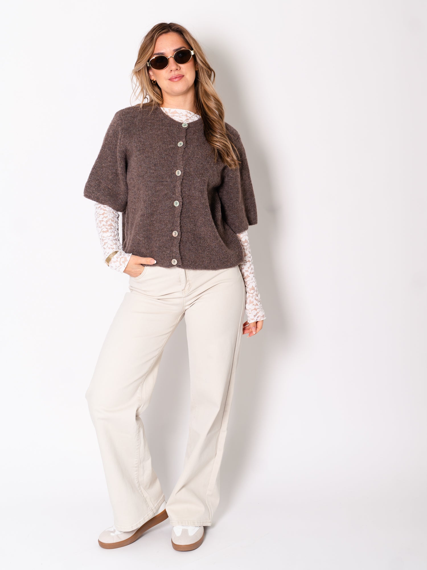Lena Soft Strickjacke - Coffee