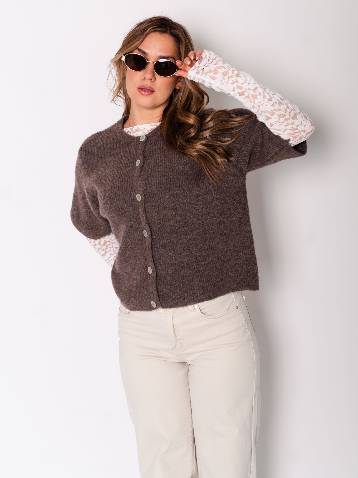 Lena Soft Strickjacke - Coffee