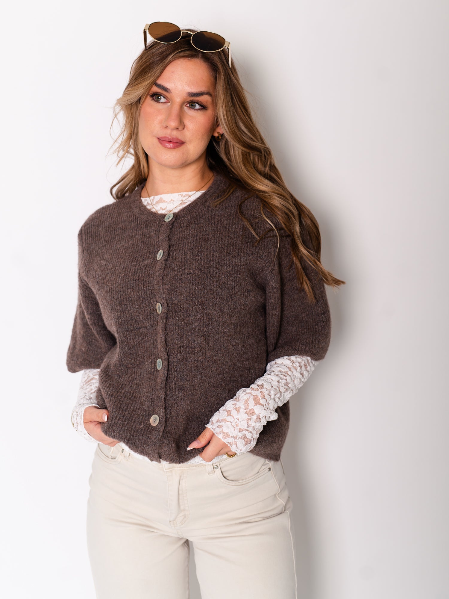 Lena Soft Strickjacke - Coffee