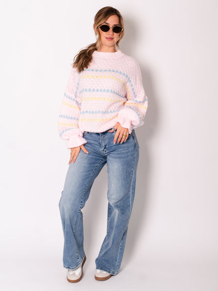 Candy Strick Pullover - Rosa