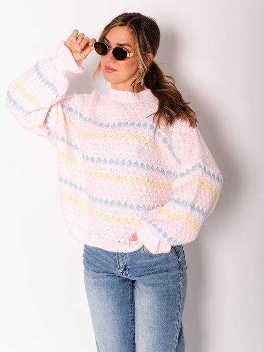 Candy Strick Pullover - Rosa